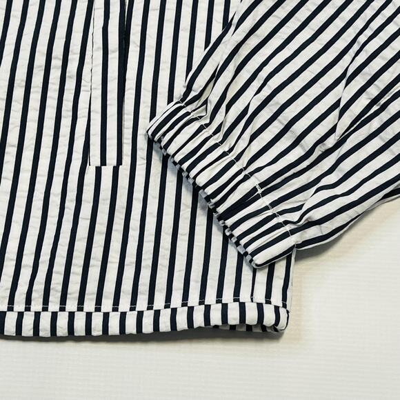 Esprit Jacket Womens Medium Black White Striped Button Up Drawstring Lightweight - Picture 6 of 13